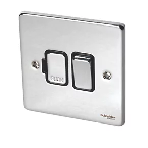 Schneider Electric Ultimate Low Profile 13A Switched Fused Spur Polished Chrome with Black Inserts 3 Schneider Electric Ultimate Low Profile 13A Switched Fused Spur Polished Chrome with Black Inserts