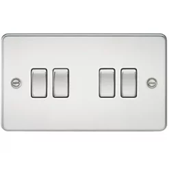 Knightsbridge FP4100PC 10AX 4-Gang 2-Way Light Switch Polished Chrome