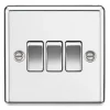 Knightsbridge CL4PC 10AX 3-Gang 2-Way Light Switch Polished Chrome -Chrome Switches & Sockets Sales 981TY P