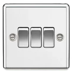 Knightsbridge CL4PC 10AX 3-Gang 2-Way Light Switch Polished Chrome