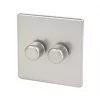 Varilight V-Dim 2-Gang 2-Way Dimmer Switch Satin Chrome -Chrome Switches & Sockets Sales 9920H P