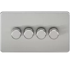 Knightsbridge SF2184BC 4-Gang 2-Way LED Dimmer Switch Brushed Chrome