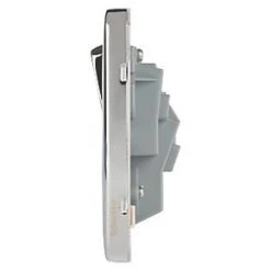 Schneider Electric Lisse Deco 13A 1-Gang SP Switched Plug Socket Polished Chrome with White Inserts -Chrome Switches & Sockets Sales 993FF A2