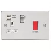 Knightsbridge CS8333UBCW 45 & 13A 1-Gang DP Cooker Switch & 13A DP Switched Socket + 2.4A 2-Outlet Type A USB Charger Brushed Chrome -Chrome Switches & Sockets Sales 993TX P