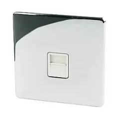 Crabtree Platinum Slave Telephone Socket Polished Chrome with White Inserts