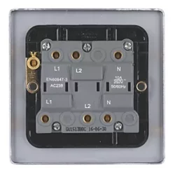 Schneider Electric Ultimate Low Profile 10A 1-Gang 3-Pole Fan Isolator Switch Brushed Chrome with Black Inserts -Chrome Switches & Sockets Sales 9976J A4