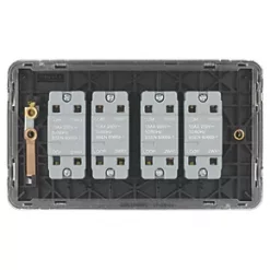 Schneider Electric Lisse Deco 10AX 4-Gang 2-Way Light Switch Polished Chrome with Black Inserts -Chrome Switches & Sockets Sales 998FF A3